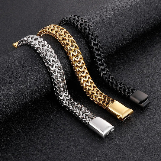 Fashion Punk Men 12mm Wide Cuban Bracelet Stainless Steel Women Bracelet on Hand for Couple Unisex Wrist Chain Jewelry Gift