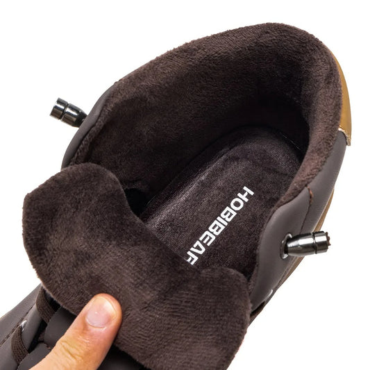 HOBIBEAR Unisex Mid-Top Barefoot Boots Wide Width Minimalist Faux Fur Lined Ankle Shoes Zero-Drop Artificial Leather Sneakers